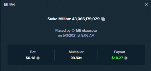 Ekauspex Stake Million 5.05.2021.png