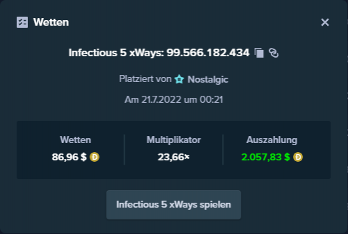 Slots - Infectious 5 xWays - 23,66x vom Super buy (13134x) - 2057$ Win!.png