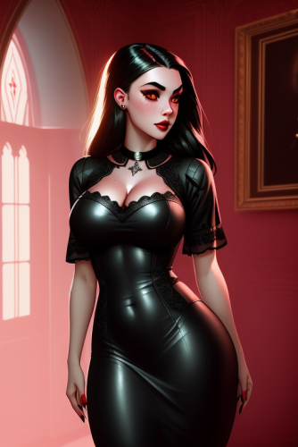 00063-4018340600-photorealistic, highres, masterpiece, intricate, 1girl (in a gothic castle), red bow around her neck and a black and red dress o.png