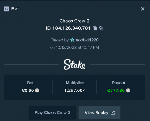 1297x win on chaos crew 2 with 0.60 euro LTC bet oct 12 2023 1049pm.png