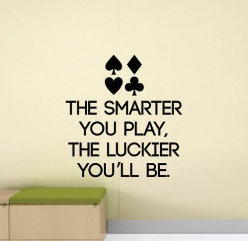 Poker Quote Wall Decal The Smarter You Play The Luckier You'll Be Motivational Poster Vinyl Sticker.jpeg