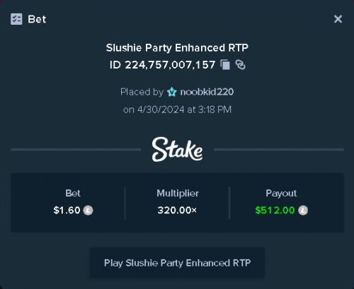 320x win on slushie party with 1.60 USD LTC bet apr 30 2024 318pm.png