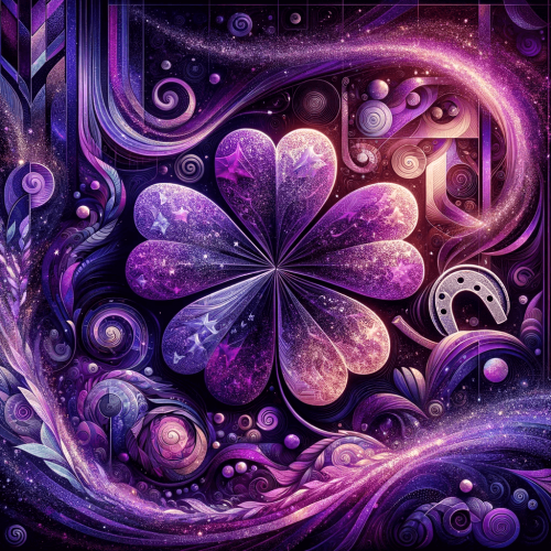 DALL·E 2024-04-20 15.39.56 - A vibrant and eye-catching digital artwork featuring an abstract interpretation of the concept of luck, with a dominant purple color scheme. The compo.png