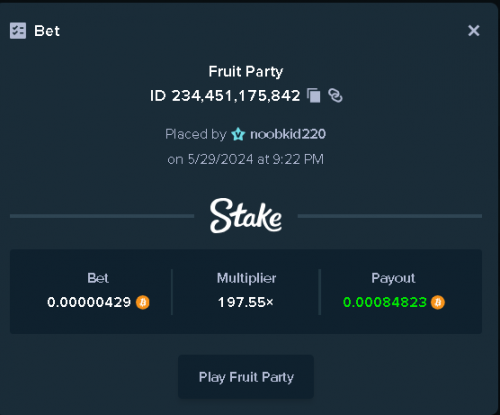 197x win on fruit party with 429 sats BTC bet May 29th 2024 928pm.png