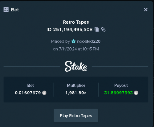 1981x win on retro tapes with 1 euro LTC bet July 11th 2024 1017pm.png
