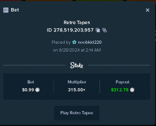 315x win on retro tapes with 1 USD LTC bet Sept 28th 2024 217am.png
