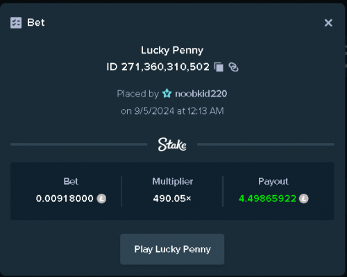 490x win on Lucky Penny with 0.60 USD LTC bet Sept 5th 1212am.png